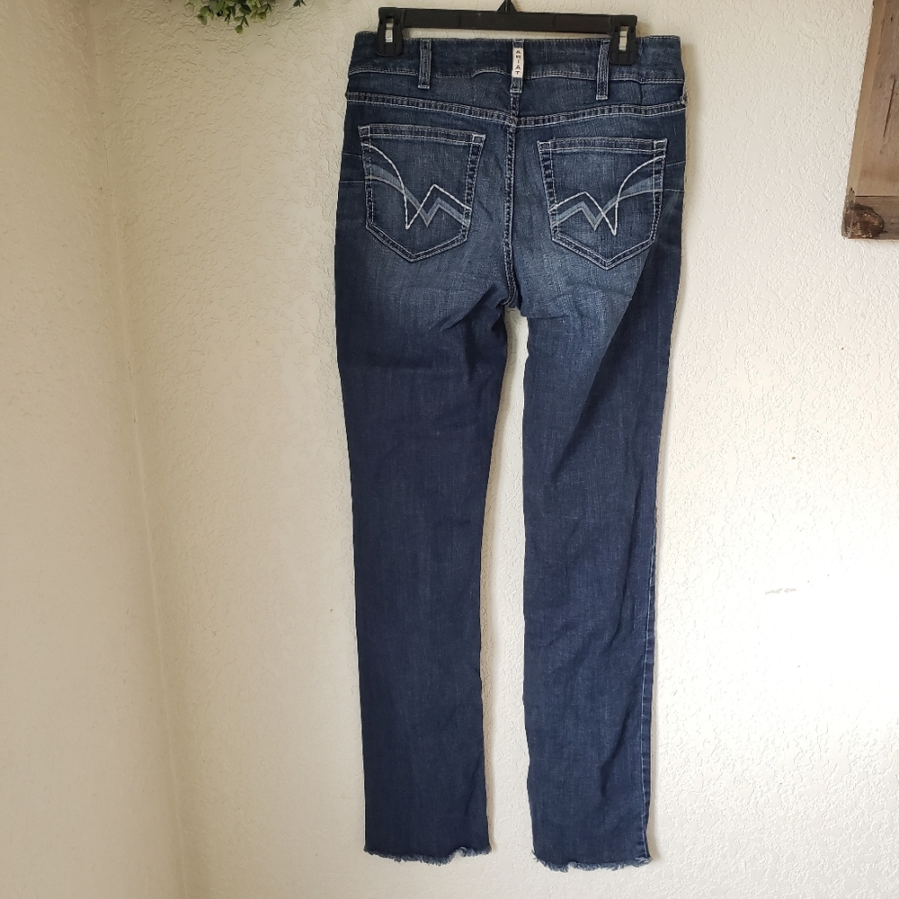 Women's Ariat R.E.A.L. Perfect Rise Stretch Patty Straight Leg Jeans Raw Hem 29L